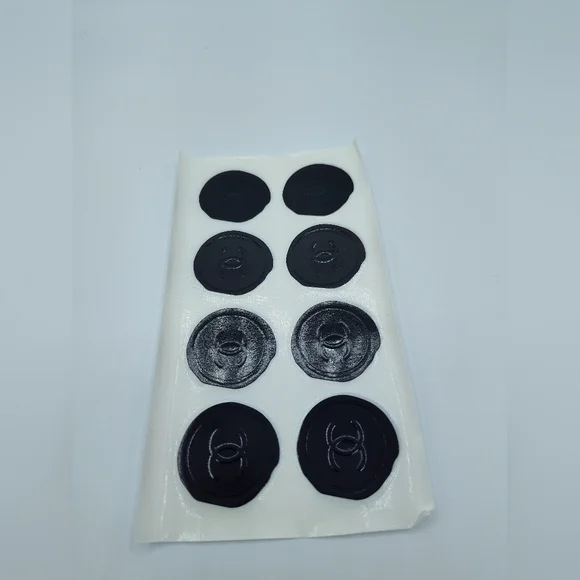 CHANEL Black CC Wax Seal Stickers • Full Sheet of 8 • Authentic Gift Seals