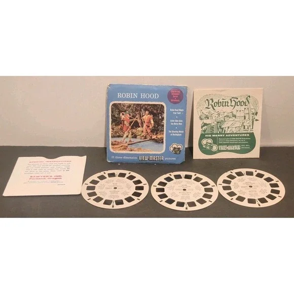 Vintage View-Master Robin Hood 3 reel Packet/Booklet 972 A-C 1D Complete Set