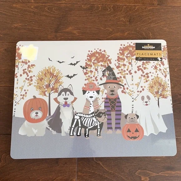 Halloween dog themed placemats set of 4 cork back