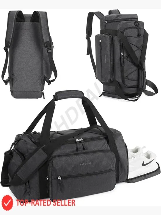 4-in-1 Gym Travel Duffel Bag with Shoe Compartment Wet Pocket TSA Friendly