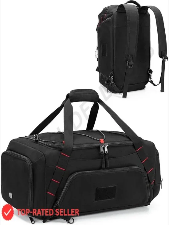 26L Gym Duffle Bag with Backpack Straps, Shoe Compartment, Wet Pocket, Travel