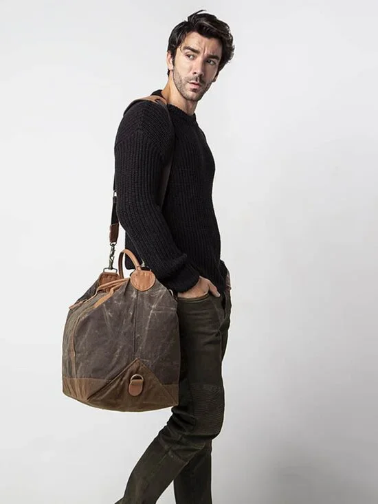 NEW! CB Station Brown Waxed Canvas Weekender Bag Tote Duffle 18