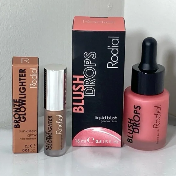 Rodial Blush Drops 15ml + Bronze Glowlighter 2g - New With Out Box, Never Used