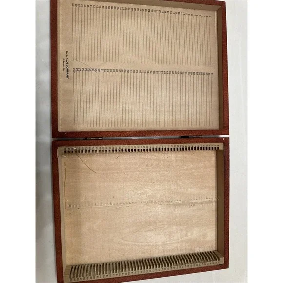 Vintage 1950's Wood Laboratory Equipment Slides Case Box A.S. Aloe Co