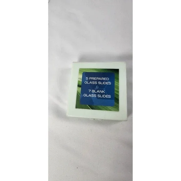 12 PCS/ 5 Prepared Microscope Slides‎ Set Plant Specimens + 7 Blank Glass Slides