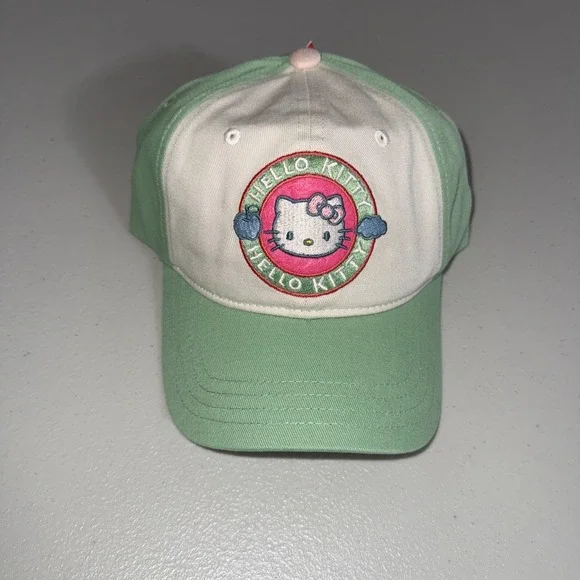 Hello Kitty Baseball Hat Cap Youth Girls Mint Beige Birthday Gift‎ One Size
