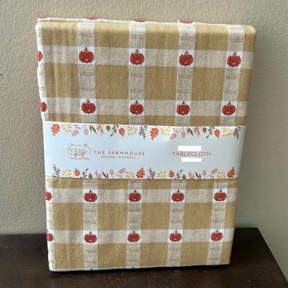 The Farmhouse Rachel Ashwell Fall Pumpkin Tablecloth Plaid 60”x84”