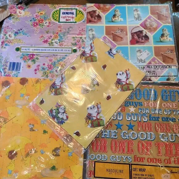 Vintage Mixed Lot 5 Gift Wrapping Paper Pack Various‎ Occasions New In Packaging