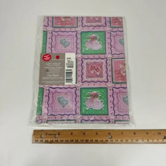 Vtg‎ Wedding Shower Bridal Bride Groom American Greetings Gift Wrap Sheet Paper