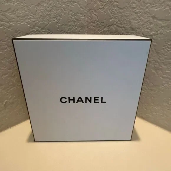 Chanel Square Box White Black Logo Luxury Decor Storage Display Giftbox 8.5x8.5
