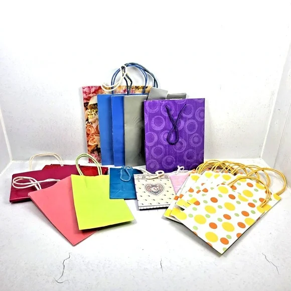 Vintage Gift Bags Mixed Lot of 20 Colorful New & Used 6