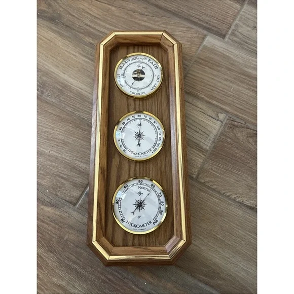 Vintage Elgin Weather Station Temperature Hygrometer & Barometer Forecaster 17