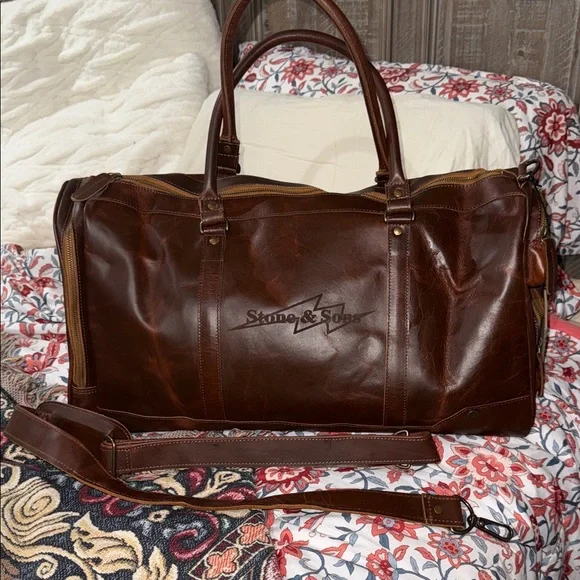 MAHI Leather Weekender Duffle Bag – Brown – NWT