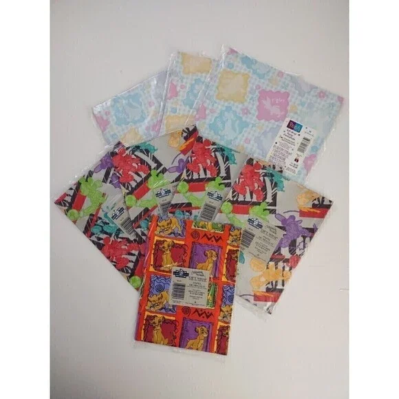 Lot Of 8 Packages Gift Wrap Disney Mickey Vintage Lion King Winnie Pooh