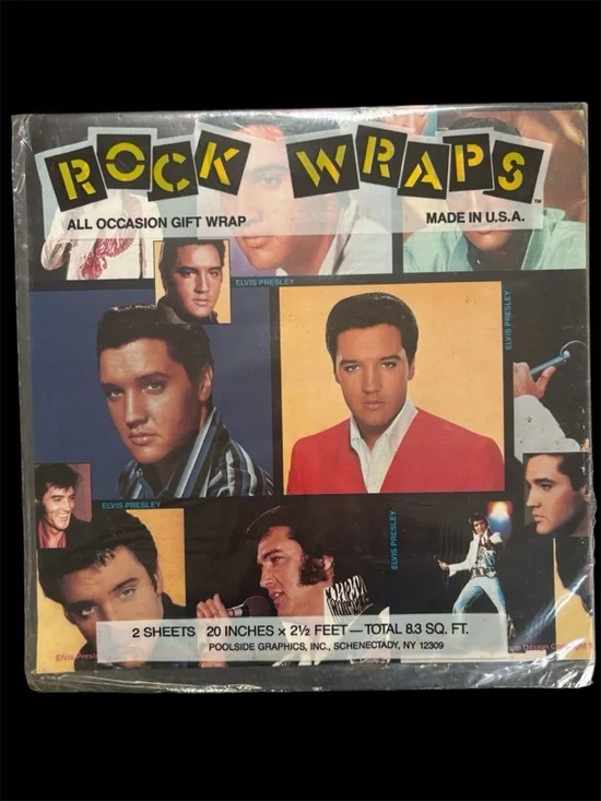 Rock Wraps - Elvis Presley - Wrapping Paper Gift Wrap NWT. RARE! Rock 'N' Roll