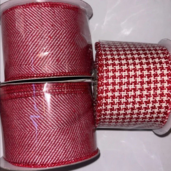 Farmhouse Ribbon Rustic red and burlap houndstooth Ribbon