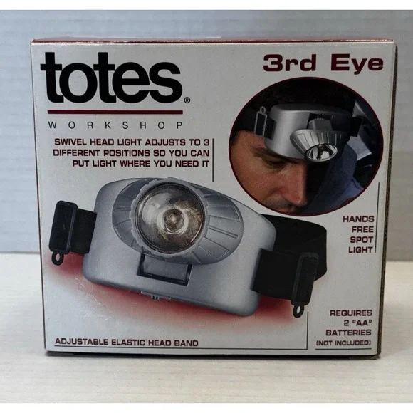 Totes 3rd Eye Headlamp #71354 with Elastic Head Band Batteries Needed NOS in Box