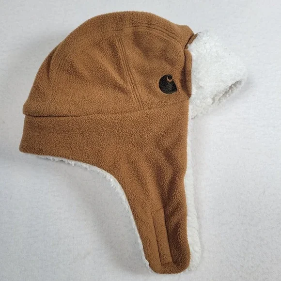 Carhartt Hat Infant Toddler Brown Faux Fleece-Lined‎ Ear Flap Child's Trapper