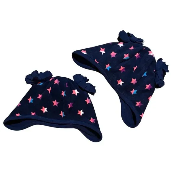 CRAZY 8 Set of 2 Toddler Child's Fleece Hats BLUE Sz 2T/3T & Sz 4T/5T