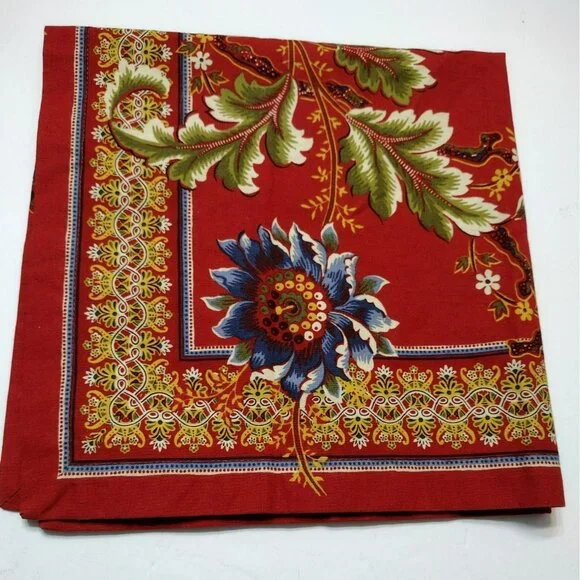 Williams-Sonoma Red Floral Print Cotton Table Mat / Napkin