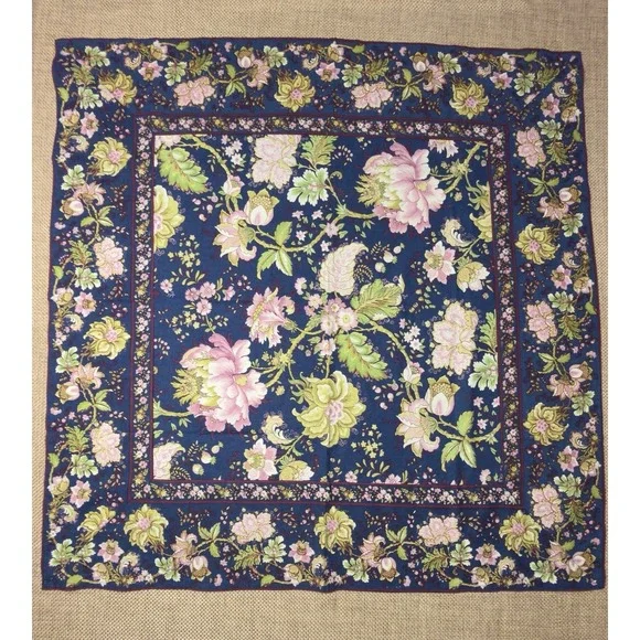 April Cornell Meridian Navy Tablecloth Botanical Floral Cloth Square 36