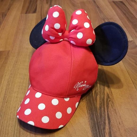 Disney Disneyland Parks Minnie Mouse Ears Hat with Polka Dot Puffy Bow Youth