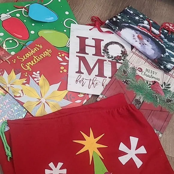 Large Santa Holiday Gift Bag Bundle