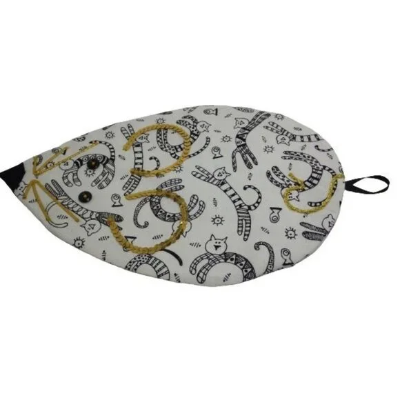 Mouse Shape Hanging Grocery bag holder Fabric Black Stripe Cat Gift Bag