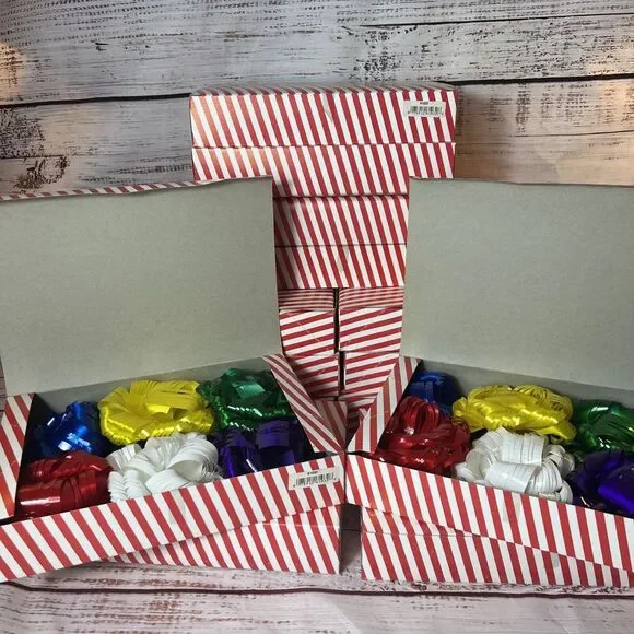 Vintage 14 Boxes Of Gift Ribbon Bows 6 Per Box Multi Colored - Great For Gifts‎
