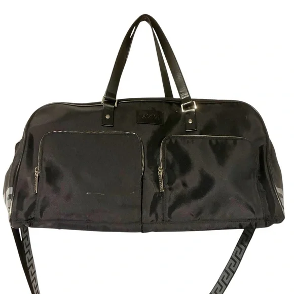 Versace Parfums Duffle Bag Black Greca Design Overnight‎ Weekender Travel Bag