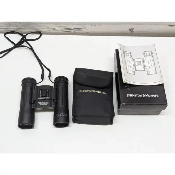 Johnson & Murphy 10 x 25 288ft/ 1000 YDS. Black Compact Folding Binoculars +Case