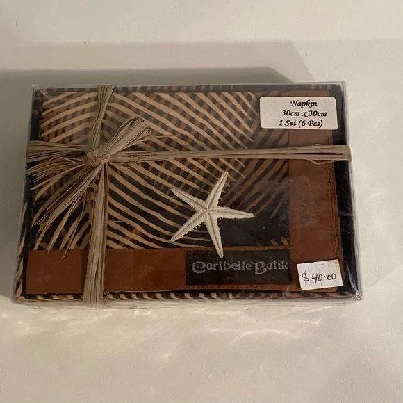 NWT Caribelle Batik Napkins 30cmx30cm (30cm = 11.811”) Set of 6
