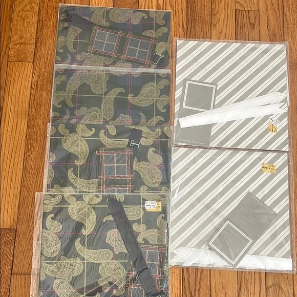 Lord & Taylor Gift Wrap Sets Wrapping Paper Striped Plaid Paisley‎ Vintage Lot