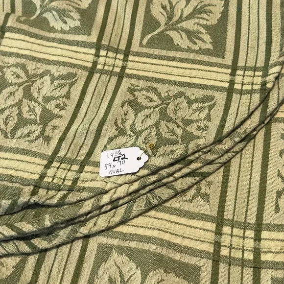 Thick Tablecloth 54X70 Oval Green Leaf Fall Autumn