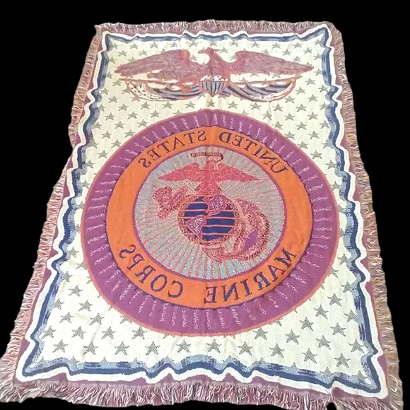 Simply Home Tapestry Throw U.S. Marine Triple Layer Blanket 45