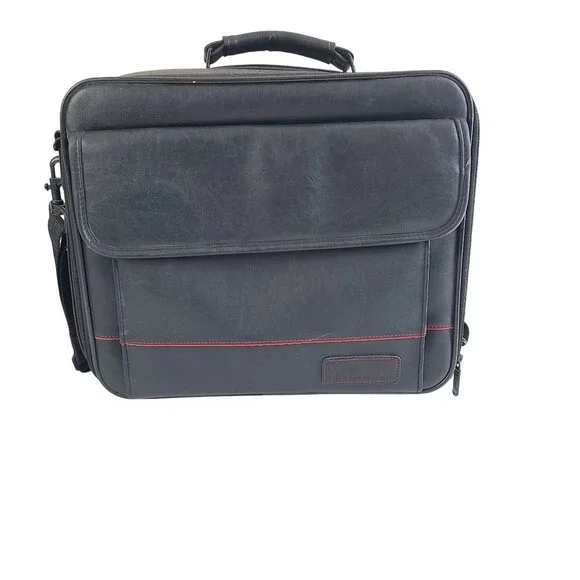 Targus Black Leather Laptop Bag With Shoulder Strap & Multiple Compartments
