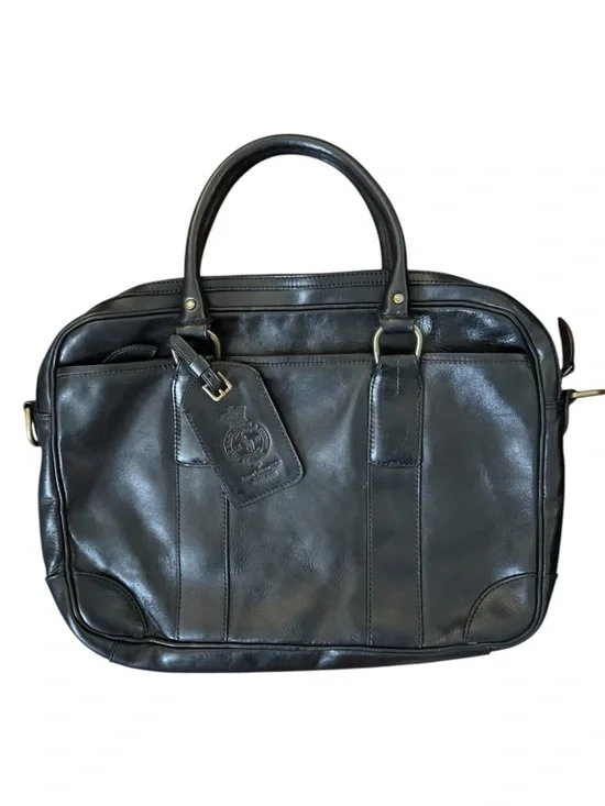 POLO RALPH LAUREN black leather, top handle briefcase/laptop bag, unisex