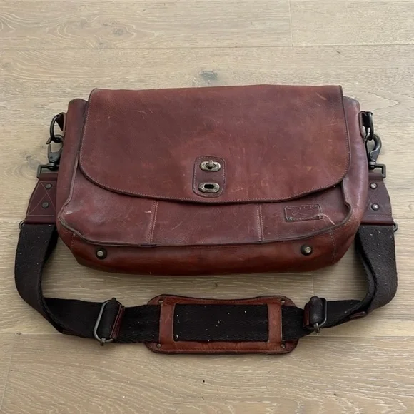 Leather messenger bag Will Leather Goods Kent Vintage Plaid Laptop Case