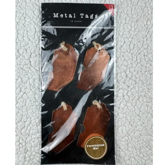 Horizon Group USA Copper Metal Tags 4 Count Scalloped Edge Jute Twine 36451B NEW
