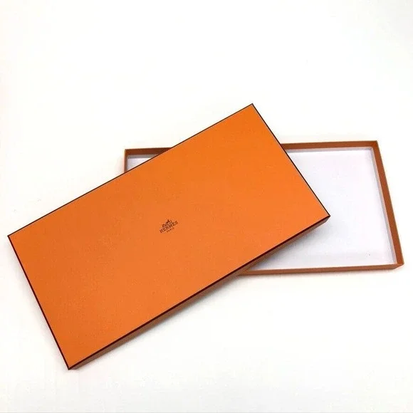Authentic Hermes Orange Storage Gift Box Empty 7.25x14.5x1 Small Rectangle