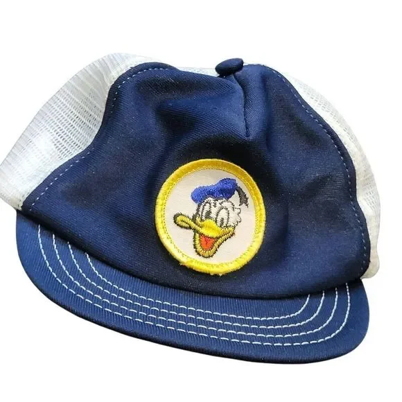 Vintage Disney Hat Child's Trucker Mesh Baseball Donald Duck Patch