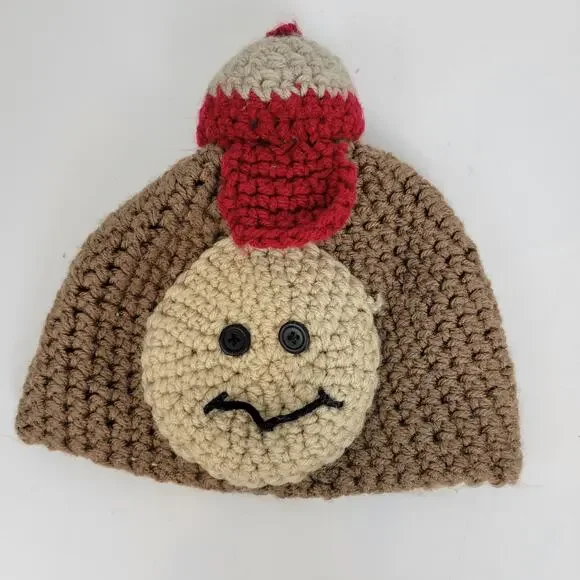 Toddler Hat One Size Brown Knitted Winter Kids Fashionable Hat