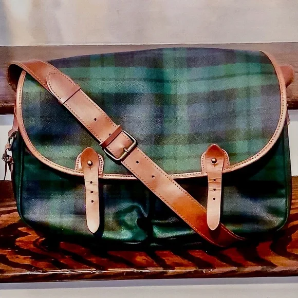 RALPH LAUREN Black Watch Tartan Plaid Messenger Shoulder Carry-On Laptop Bag