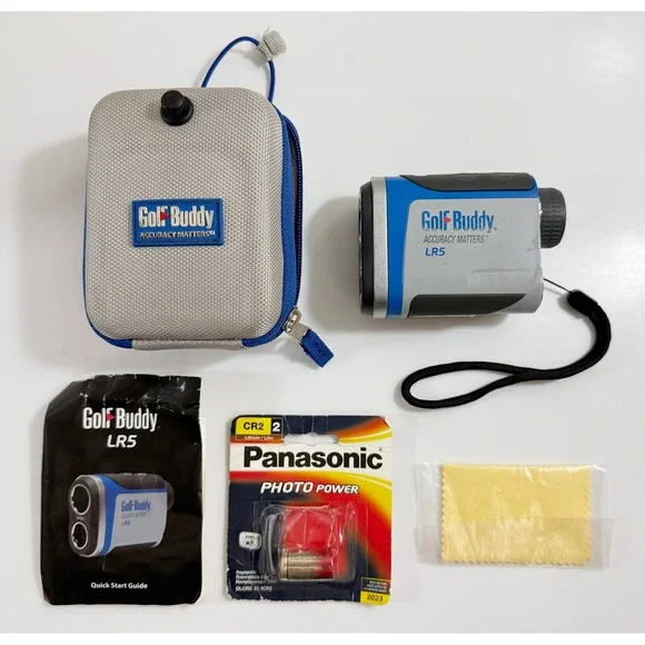 GolfBuddy LR5 Laser Rangefinder Blue Gray Golf Distance Meter Bundle
