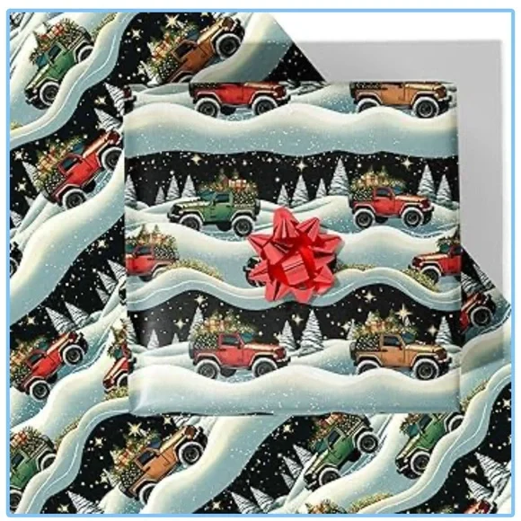 Christmas Jeep Wrapping Paper 4 Jumbo sheets