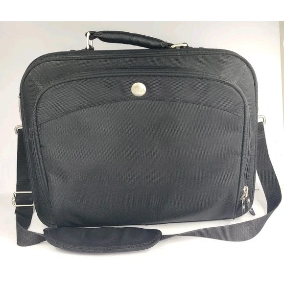 Dell 61955 Nylon Laptop Briefcase Bag Black Padded Shoulder Strap Large. Heavy.