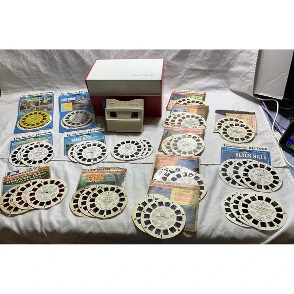 View-Master 1960 Viewer & Library Chest-Case With 72 Reels -National‎ Parks
