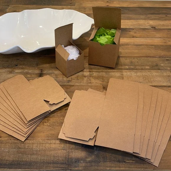 set of 20 BRAND NEW Kraft Brown Gift Boxes, ten 3” & ten 4” cubed, any occasion