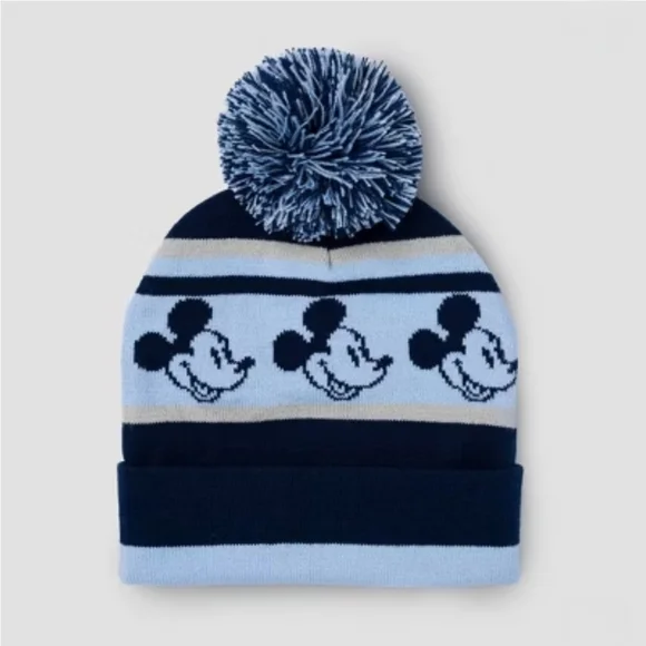 Disney Junior Toddler Mickey Mouse Beanie with Pom - Blue OSFM NWT!