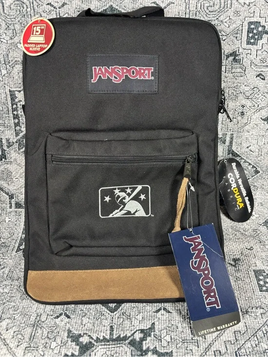 NWT JanSport Right Pack Laptop Sleeve Backpack Black with Baseball Logo